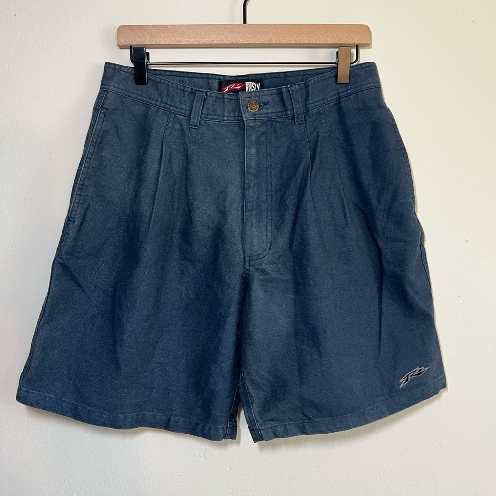 Rusty Blue Flat Front Shorts Casual Style